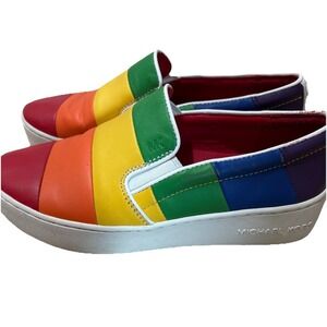 Michael Kors Dylan Rainbow Womens 5.5 leather slip on  Pride shoes sneakers